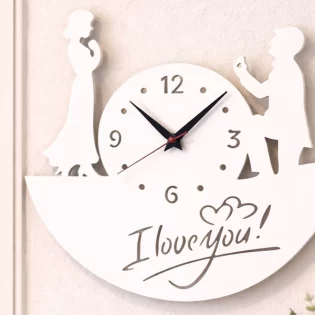 Romantic proposal wall clock laser cut wedding room