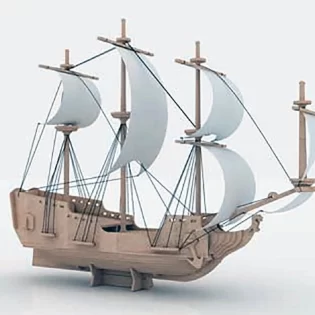 wooden puzzle pattern of a pirate ship model