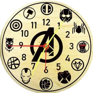 laser cut superheroes wall clock for kids
