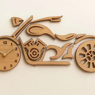 laser cut motorcycle 3d wall clock design