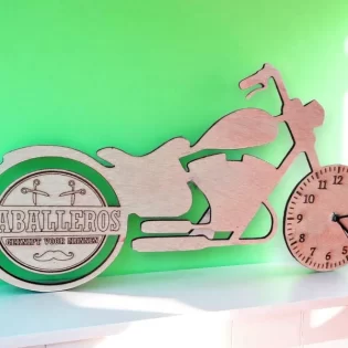 laser cut motorcycle wall clock design