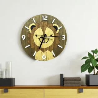 laser cut lion face wall clock design for kids