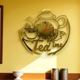 Tea time laser cut 3d wall clock design