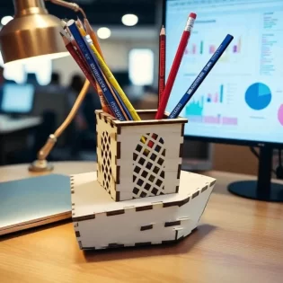 laser cut ship pen holder