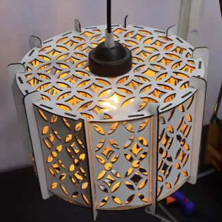 laser cut decorative wooden pendant lamp with grill