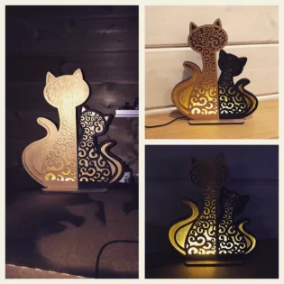 Cat and kitten night light lamp home décor