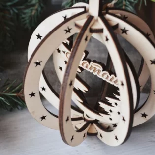 laser cut birch pendant Christmas tree hanging wooden decorations