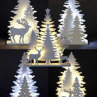 laser cut light up decoration Christmas-ornament x-mass festive tree deer