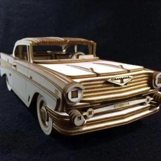 laser cut 3d wooden puzzle Chevrolet bel air 1957 model desi_2