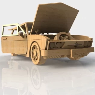laser cut 3d wooden puzzle toy car model automobile