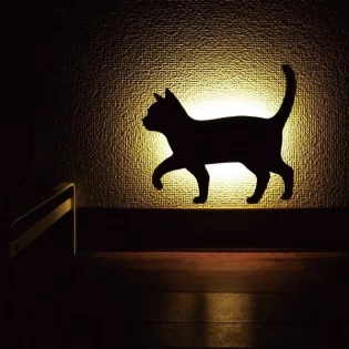 laser cut cat silhouette wall light lamp