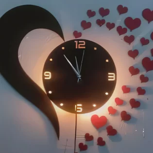 laser cut Chand hub heart shape wall clock wall