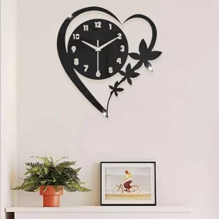 laser cut heart shape wall clock design for wall