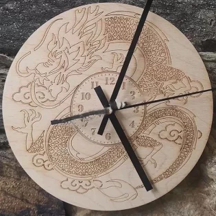 laser cut Japanese dragon wall clock design home décor wall