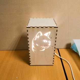 laser cut kitty cat night light lamp