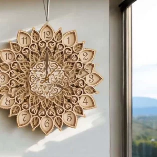 laser cut layered wall clock room wall art