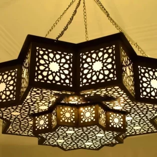 laser cut Moroccan chandelier ceiling