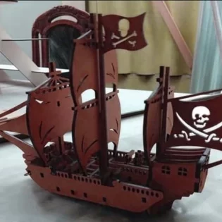 Pirate ship with flag 3d-puzzle model