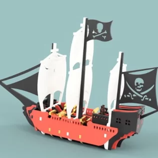 laser cut plywood 3d puzzle pirate ship