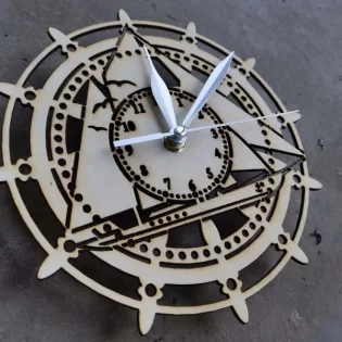 laser cut sailing ship wall clock