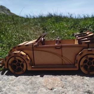 laser cut Volkswagen beetle convertible car