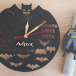 laser cut wooden batman wall clock for kids