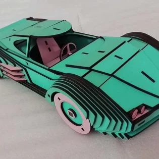 laser cut wooden Chevrolet Camaro 3d model puzzle k_2
