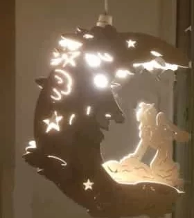 laser cut wooden lamp design moon shaped wooden lamp