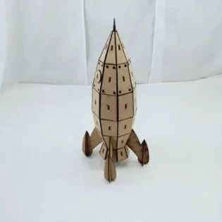 laser cut wooden rocket spaceship toy
