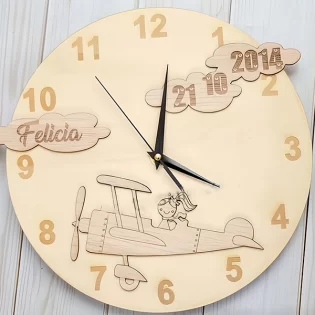 laser cut wooden round wall clock