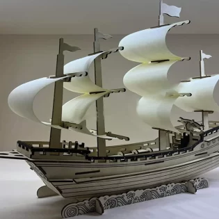 laser cut wooden sailing ship