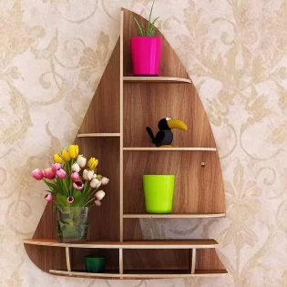 laser cut wooden ship wall shelf boat shelf home