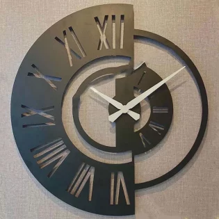laser cut wooden wall clock with roman numeral