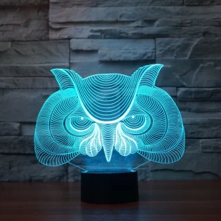 owl 3d illusion desk lamp acrylic night light laser cut