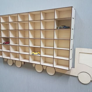 shelf for toy cars plywood laser cut