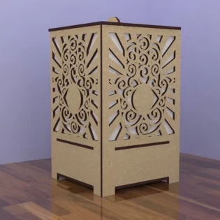 wooden engraved table lamp