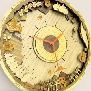 wooden multilayer laser cut wall clock