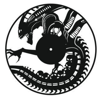 Alien Vinyl Record Wall Clock Laser Cut