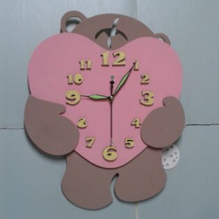 Bear Heart Wall Clock Laser Cut