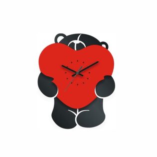 Bear with Heart Clock Laser Cut