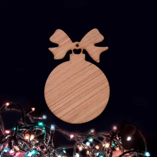 Laser Cut Christmas Bauble With Bow Wooden Christmas Craft Shape