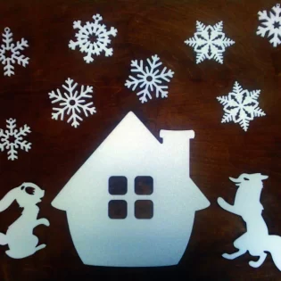 Laser Cut Christmas Elements Design Hare Fox Snow Flakes