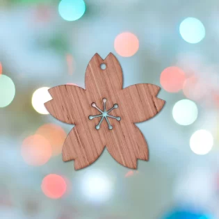 Laser Cut Hibiscus Flower Wood Christmas Ornament