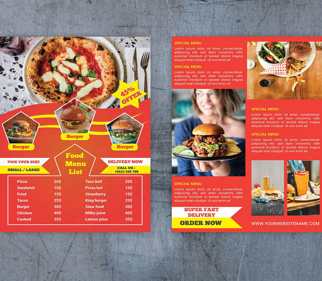 Café takeaway menu designs