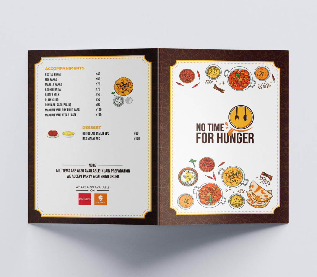 Restaurant delivery menu cards
