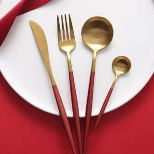 premium stainless steel cutlery gift set with spoon fork knife and dessert spoon