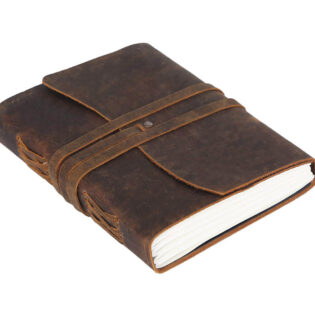 handmade leather journal notebook with vintage leather cover and blank pages