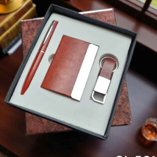 executive corporate gift set with pen keychain and metal visiting card holder in premium gift box