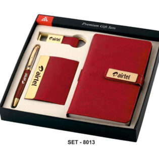 executive corporate gift set with diary pen visiting card holder and keychain in premium gift box
