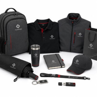 employee welcome kit with backpack tshirt bottle notebook cap and usb drive